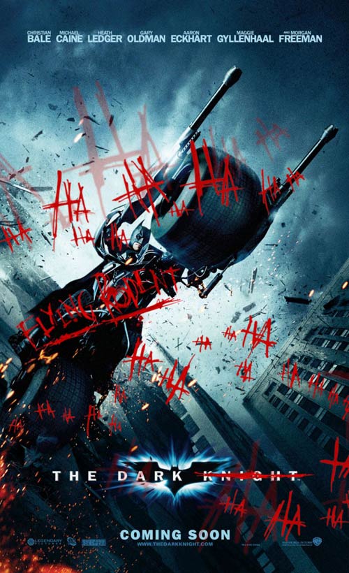 《蝙蝠侠前传2：黑暗骑士》的血腥涂鸦版海报