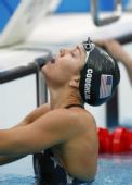 图文：女子100米仰泳决赛 考芙琳仰天长叹