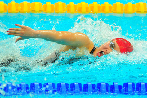 图文:女子100米自由泳 庞佳颖无奈出局
