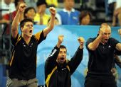 图文:[男团]德国3-2日本晋级决赛 庆祝胜利