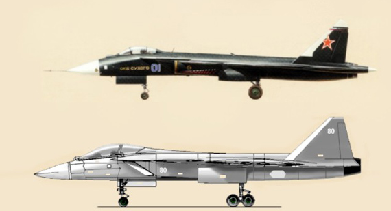 苏霍伊设计局苏-47及五代战机侧视图