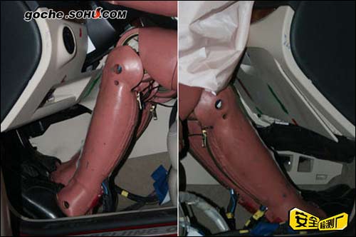 前排假人膝部、小腿部位和驾驶室前舱的接触情况