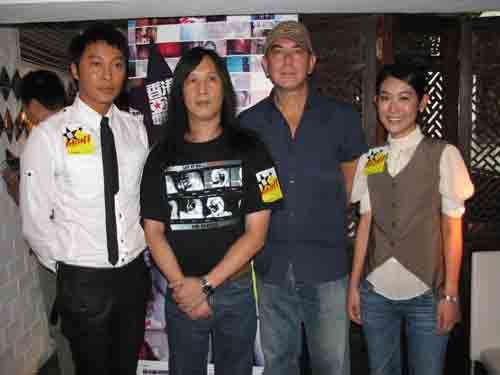 谭耀文（左起）、导演邱礼涛、黄秋生和陈逸宁出席电影节活动