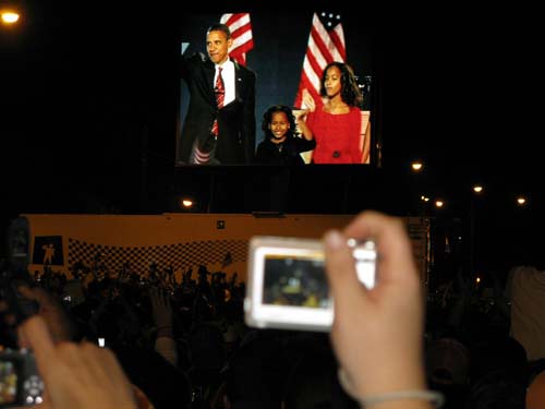 美国民众庆祝奥巴马当选美国新一届总统
