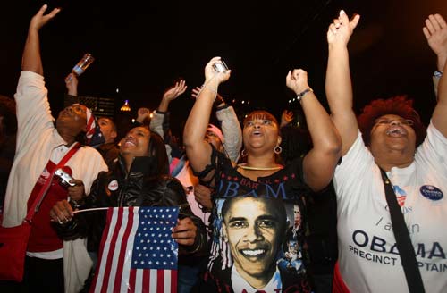 美国民众庆祝奥巴马当选美国新一届总统