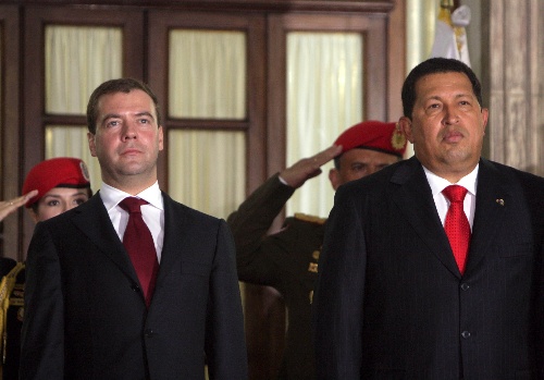 俄罗斯总统梅德韦杰夫访问委内瑞拉(图)