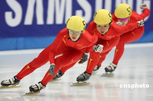中国选手包揽女子短道速滑500米前三名(图)