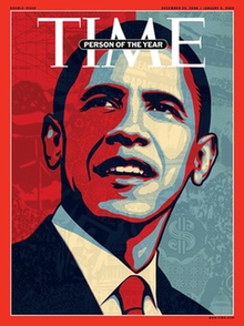 图为:《时代》周刊2008年度风云人物——奥巴马