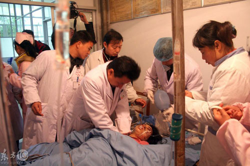 2009年1月22日，江西省、抚州市、东乡县等省市县三级医疗专家组成的专家组在对患者进行会诊、治疗。