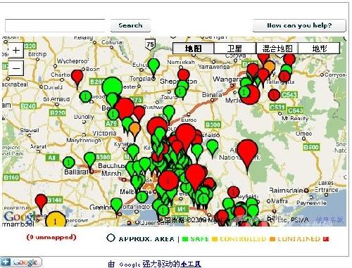 谷歌澳大利亚的工程师们研发了一种动态地图,用来跟踪肆虐澳大利亚