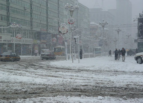 吉林省普降暴雪发布红色预警 缓解旱情(组图)