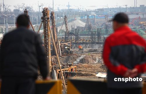 组图:北京卢沟新桥加紧施工