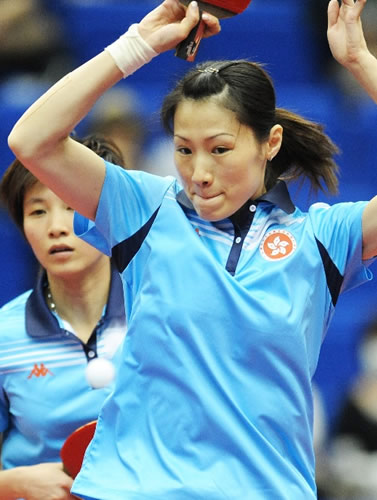图文:女双1/4决赛不敌韩国组合 中国香港张瑞