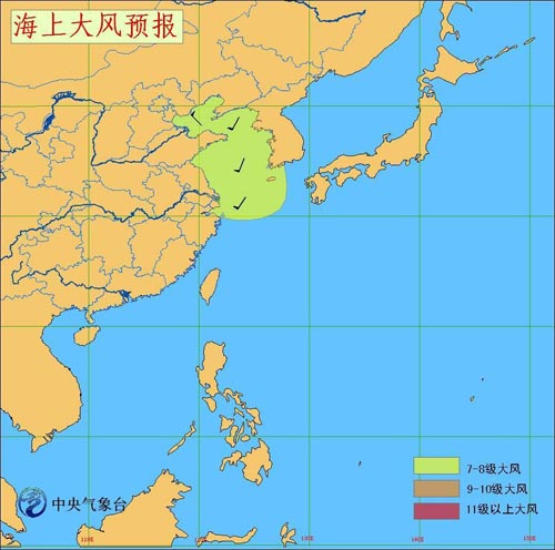 6月9日凌晨2时,渤海,黄海北部和中部海域出现了4-6级偏南风或东南