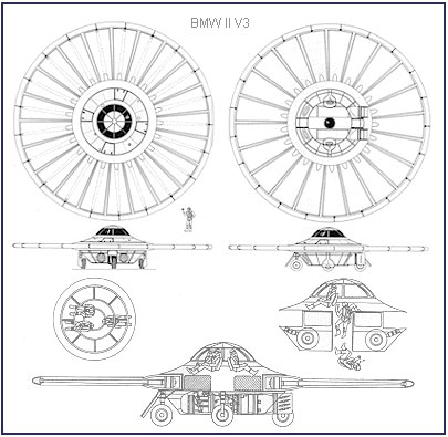 纳粹德国研制的部分碟状飞行器设计图