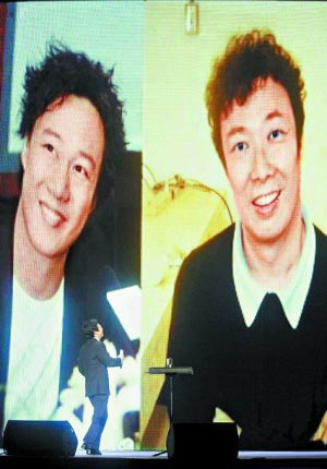 费玉清强调他原来自然卷曲的头发，与陈奕迅有点相似。