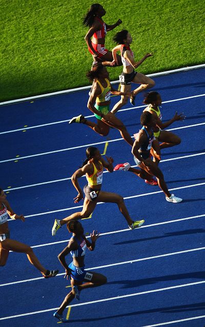 图文世锦赛女子100米复赛纵观八位选手比赛