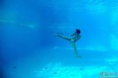 图文：女子自由搏击冠军写真 水下出腿攻击