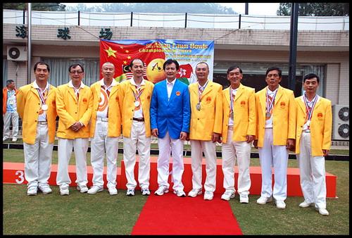 中国队荣获亚洲草地滚球锦标赛男子团体亚军。（摄影 朱广超）