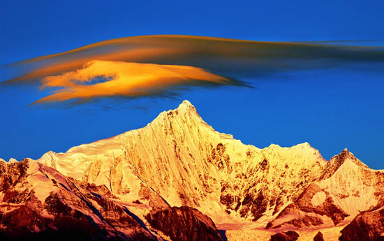 麗江美景 越冬鳥類和日照金山