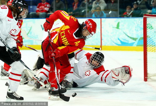 图文女子冰球瑞士60中国中国队准备射门