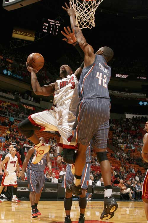 图文:[NBA]热火VS山猫 韦德花式上篮