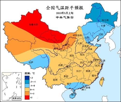 5月上旬中国大部气温与常年持平 西南旱区多雨