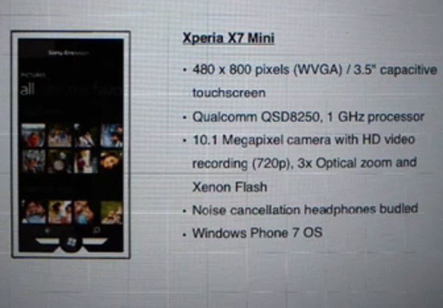 ,Apple,索尼爱立信WP7手机Xperia X7/X7 mini曝光