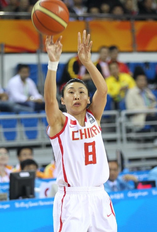 图文:女篮预赛中国vs印度 苗立杰出手投篮