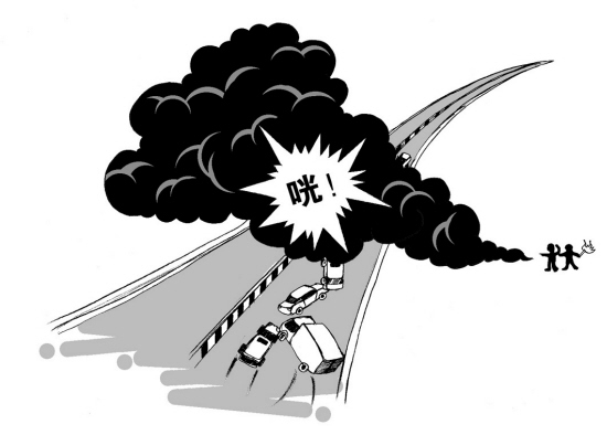 烧荒浓烟致高速路十二车连撞(图)