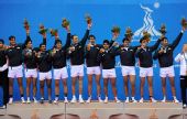 图文：男子卡巴迪颁奖仪式举行 印度队员庆祝