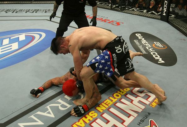 图文:UFC125期精彩图集 勒本爬地上一动不动