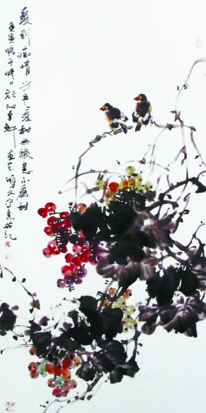 参展画家崔鸿文的花鸟国画作品.(主办方供图)