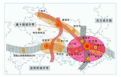 湖北日报讯 图为"十二五"湖北城镇空间布局示意图