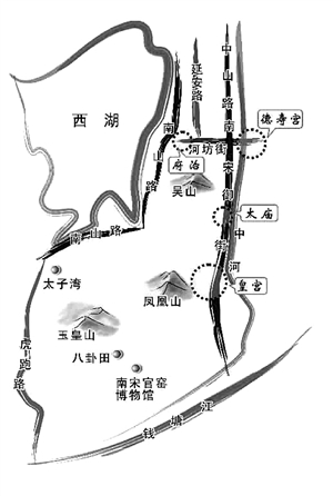 南宋皇城遗址地理图 图片来源杭州网