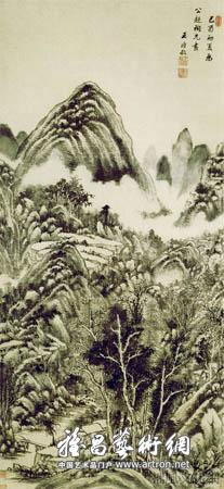 《仙山楼阁图》清 王时敏 纸本墨笔 纵133.2厘米 横63.