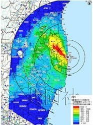 日本公布福岛核电站80公里外辐射量分布图
