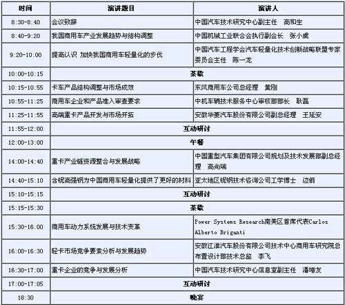 2011 中国商用车发展交流研讨会会议议程