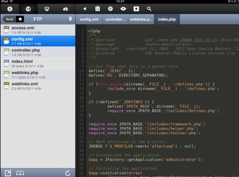iPad设备代码编辑工具Koder 支持四种编程语言