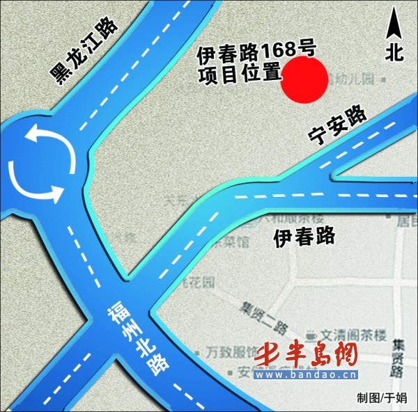 该项目位于宁安路与伊春路交会处北侧,占地面积25818平方米,规划建筑