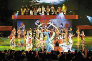 2009年12月18日，宝安少儿京剧团参加深圳、澳门两地电视台携手举办的“回家十年全球华人贺澳门回归十周年庆典晚会”。（资料图片）