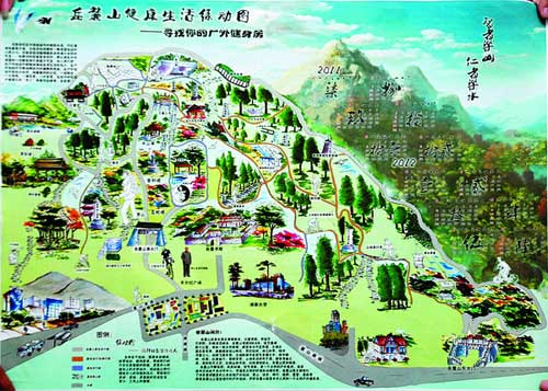 图片说明：“岳麓山健康生活绿动图”上，详细标明了适合进行户外运动的地点。
