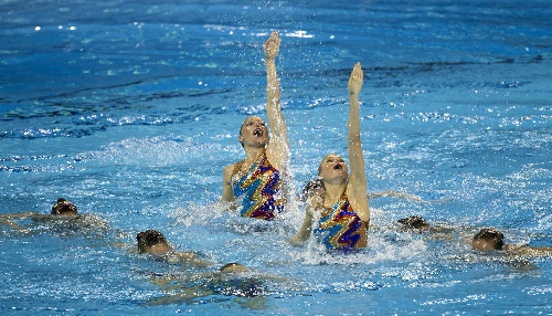 图文:世锦赛花样游泳赛况 俄罗斯队员比赛中-世锦赛,游泳