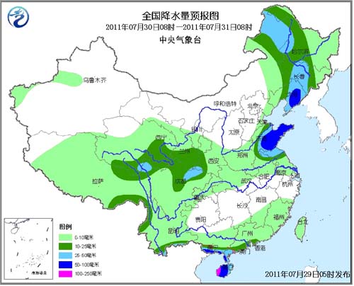 四川盆地华北华南沿海有较强降水