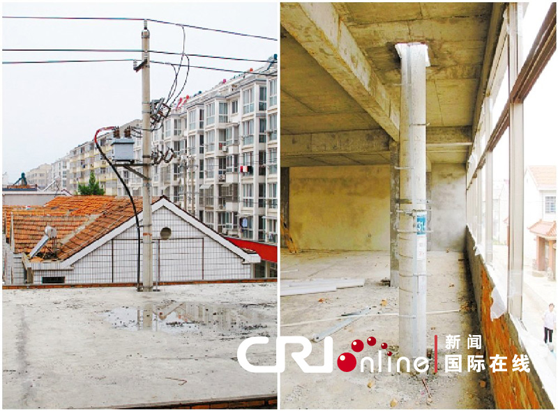 江苏射阳"高压电杆在屋内"最牛违建楼被拆(高清组图)