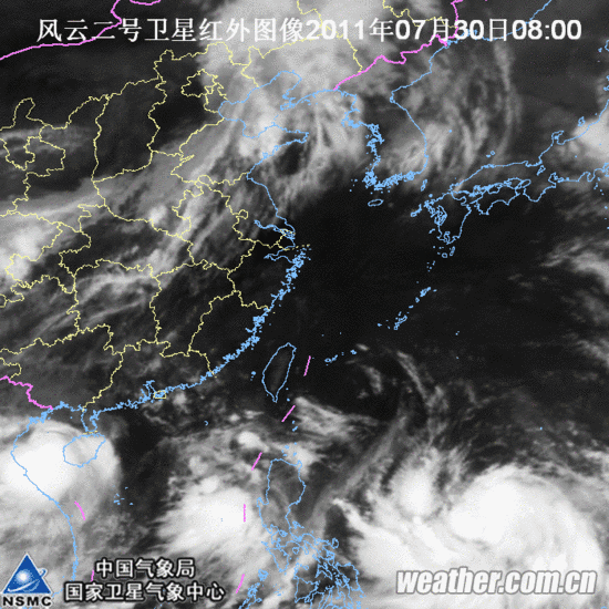 7月29日14:30风云二号气象卫星云图,梅花已经