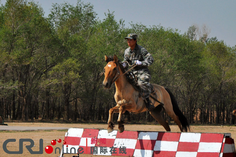 骑兵营的乘马跨越障碍.摄影:张一夫