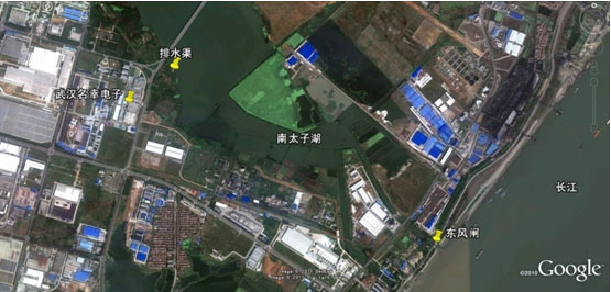 图表4 武汉名幸电子、排水渠、南太子湖、东风