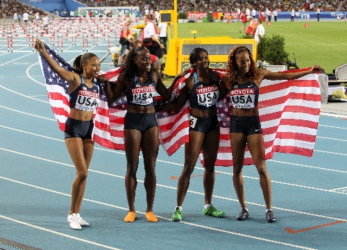 图文:田径世锦赛女子4x400米接力 美国队夺冠