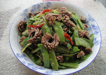 荷兰豆爆腰花